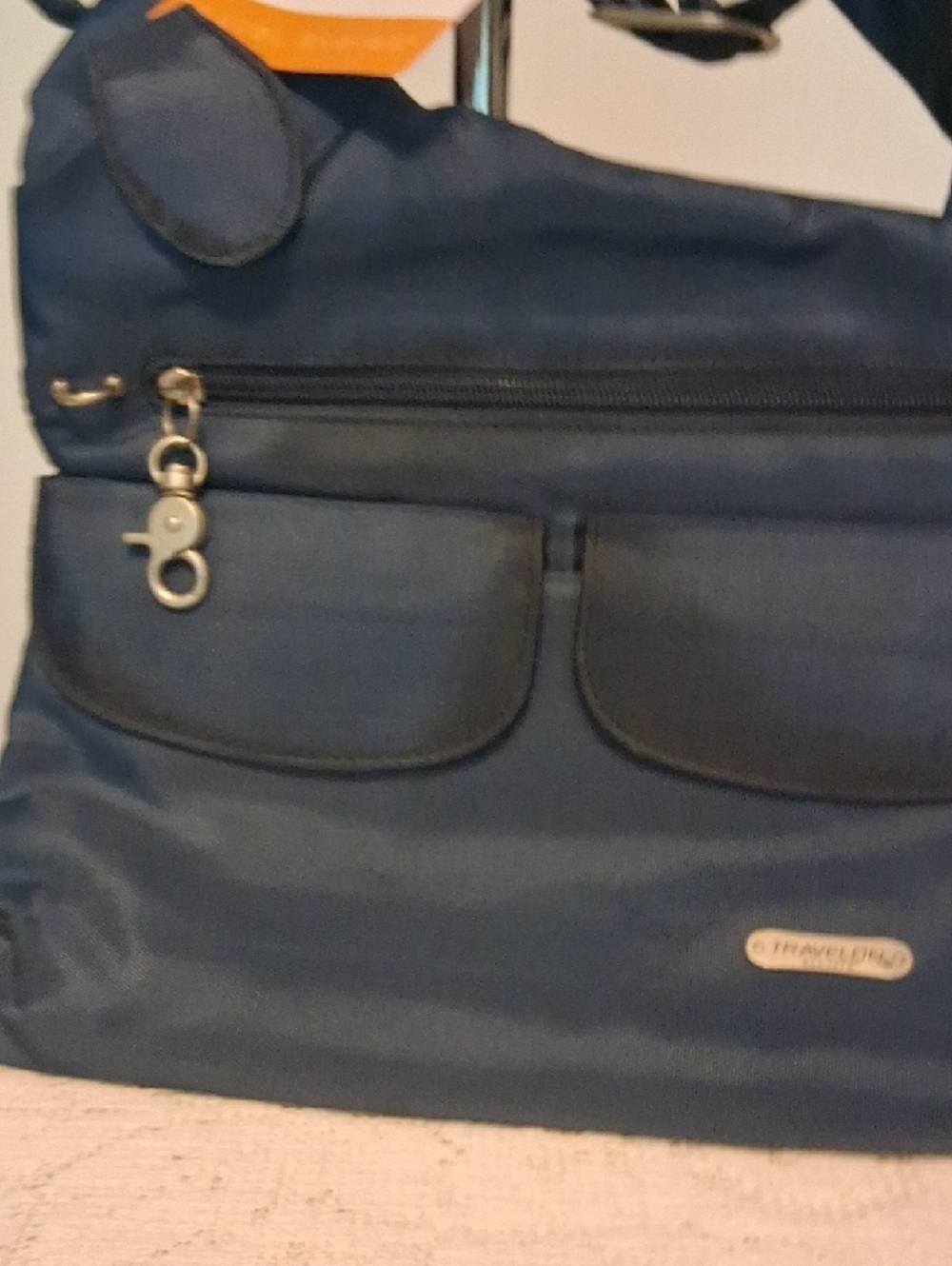 Travelon Navy Blue Crossbody Bag with Front Flap Pockets - Picture 3 of 10